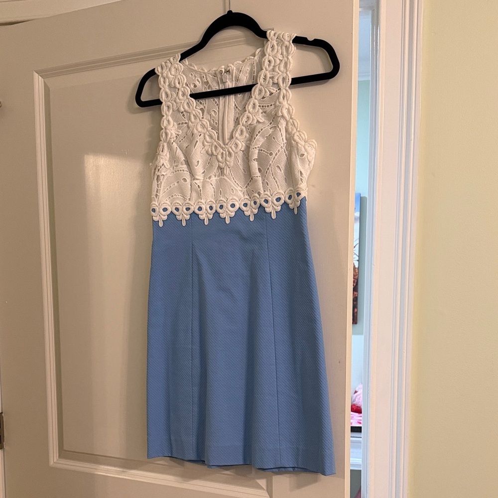 Lilly Pulitzer White Lace and Blue Mini Dress